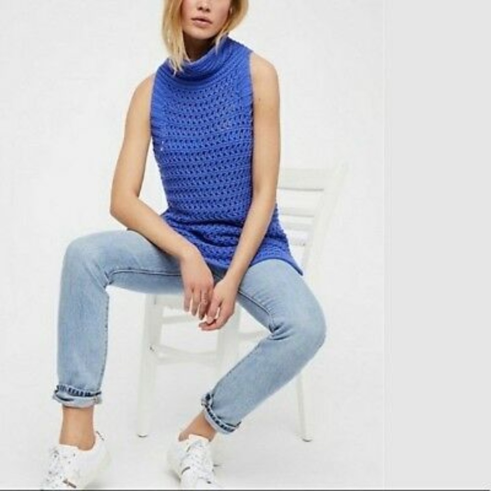 Free People Northern Lights Crochet Sweater Sleeveless size Small